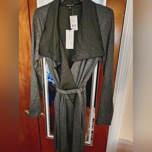 Size XL coat grey 2 tone with belt